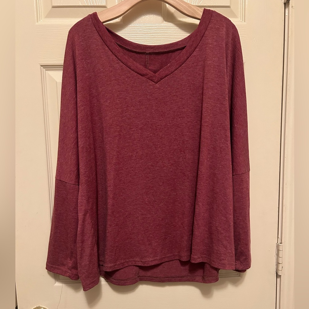 Shein Curve Red Long Sleeve Top